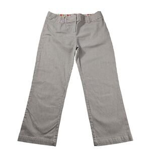 Boden grey white striped 4 PETITE 4P cropped chino pants casual preppy chic